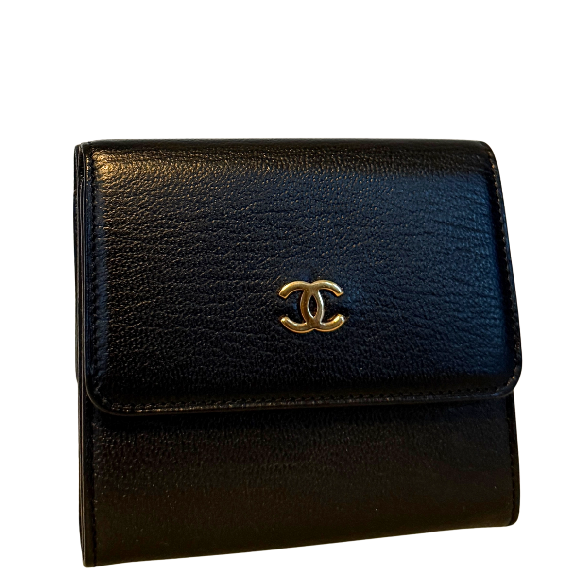 Chanel Coco Mark Drievoudige Portemonnee Zwart