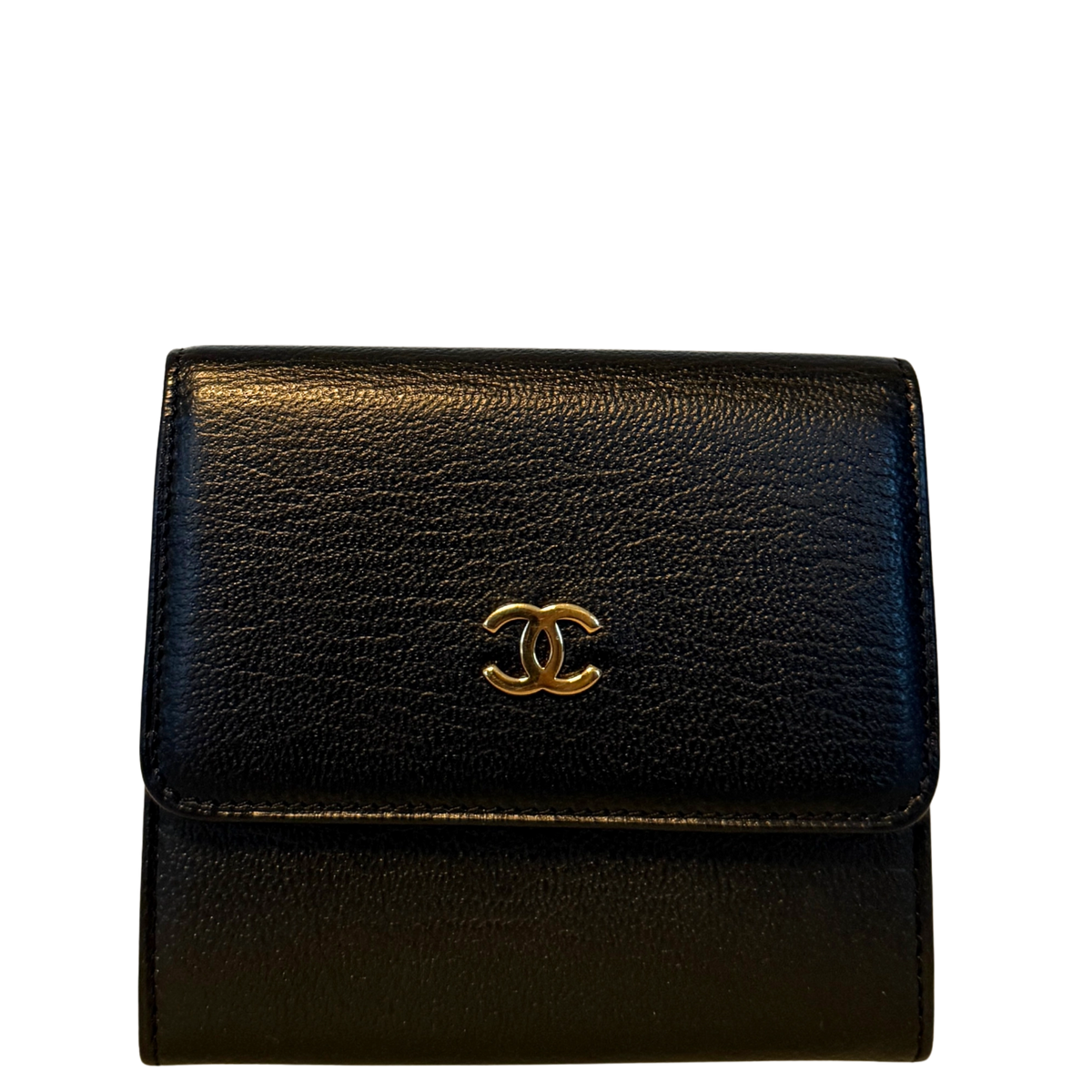 Chanel Coco Mark Drievoudige Portemonnee Zwart