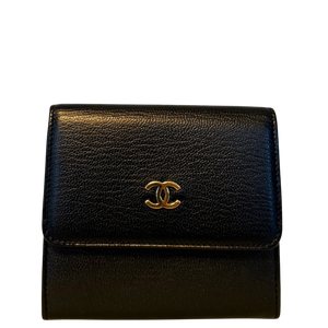 Chanel Coco Mark Drievoudige Portemonnee Zwart