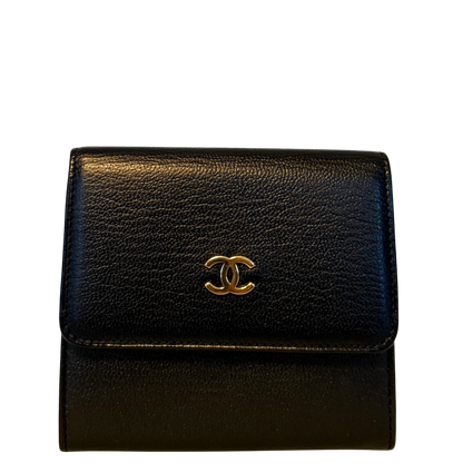 Chanel Coco Mark Drievoudige Portemonnee Zwart