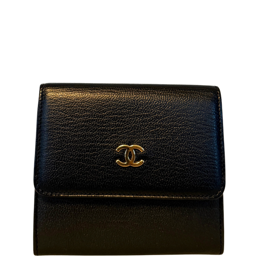 Chanel Coco Mark Drievoudige Portemonnee Zwart