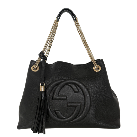 Gucci Soho Medium Double Chain Schultertasche Schwarz / neuwertig Gucci