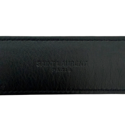 Saint Laurent Cassandre Gürtel aus Lackleder mit quadratischer Schnalle 85cm Schwarz / gut Saint Laurent