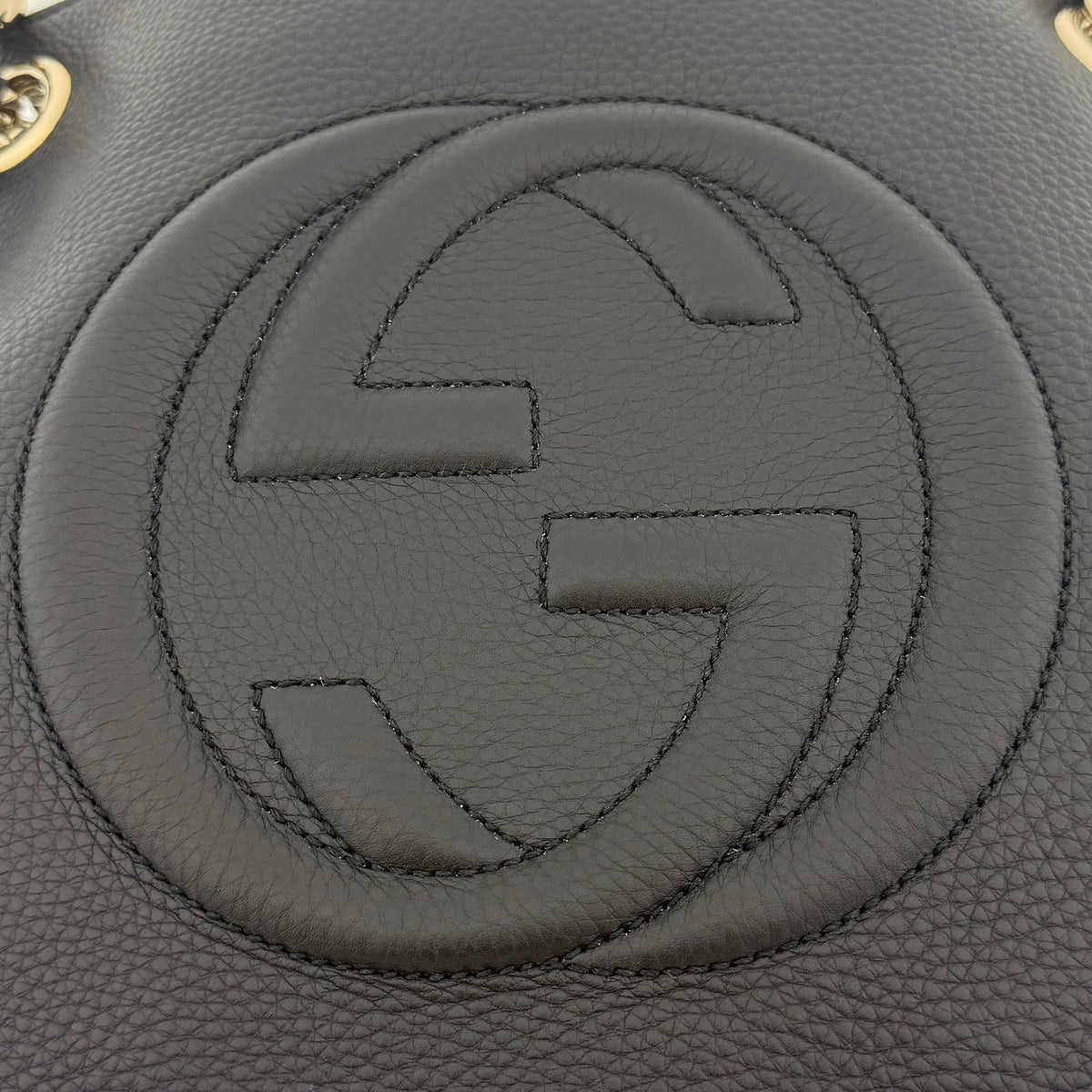 Gucci Soho Medium Double Chain Schultertasche Schwarz / neuwertig Gucci