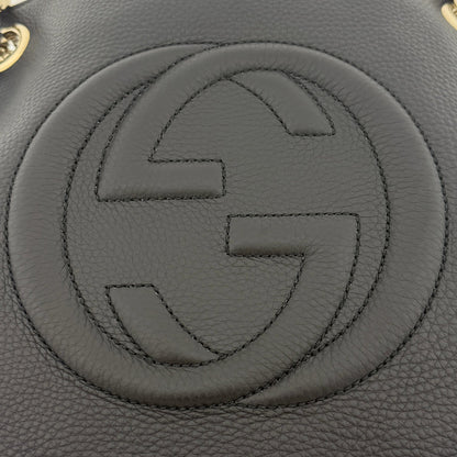 Gucci Soho Medium Double Chain Schultertasche Schwarz / neuwertig Gucci