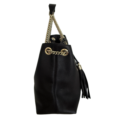 Gucci Soho Medium Double Chain Schultertasche Schwarz / neuwertig Gucci