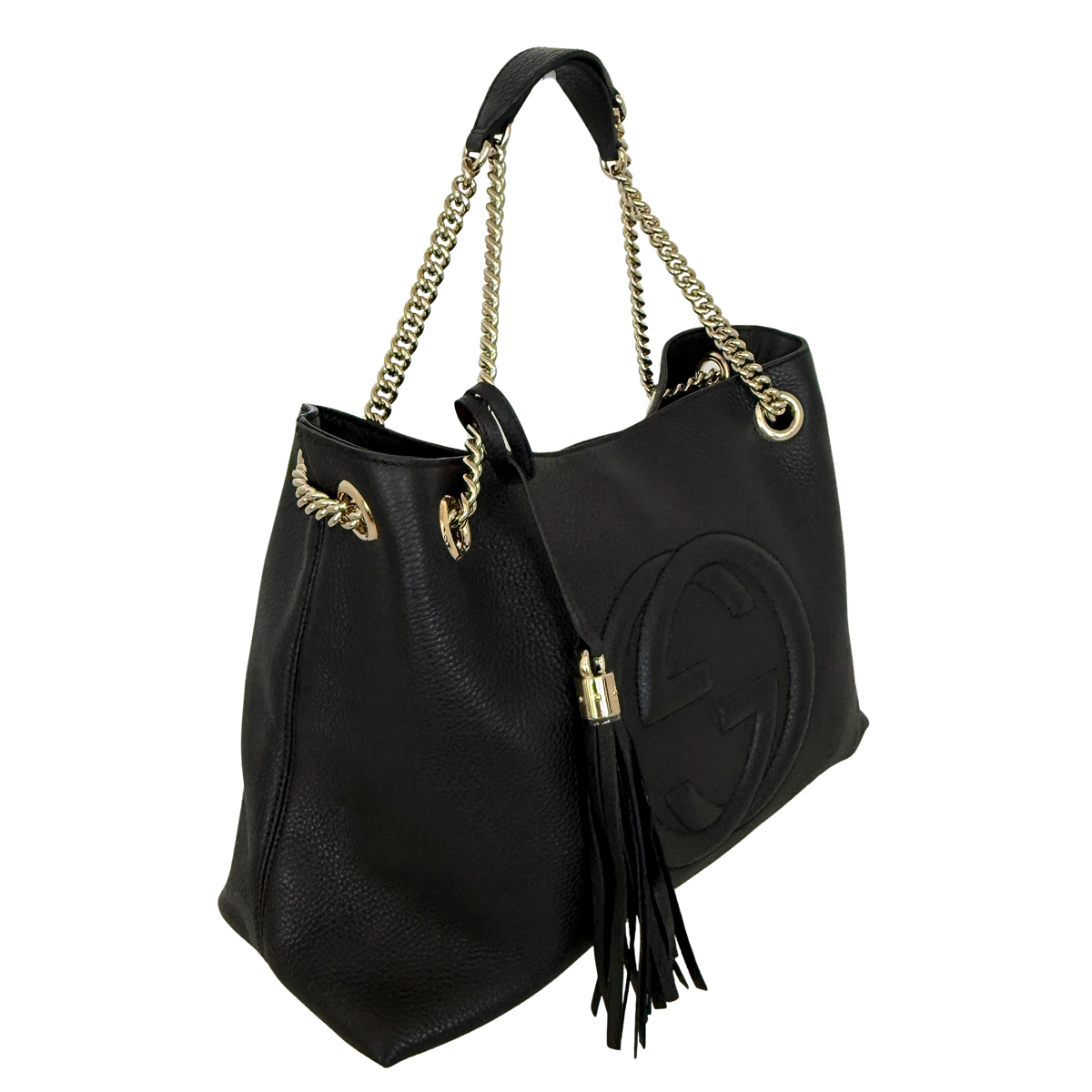 Gucci Soho Medium Double Chain Schultertasche Schwarz / neuwertig Gucci