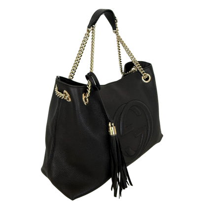 Gucci Soho Medium Double Chain Schultertasche Schwarz / neuwertig Gucci
