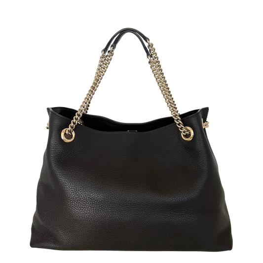 Gucci Soho Medium Double Chain Schultertasche Schwarz / neuwertig Gucci