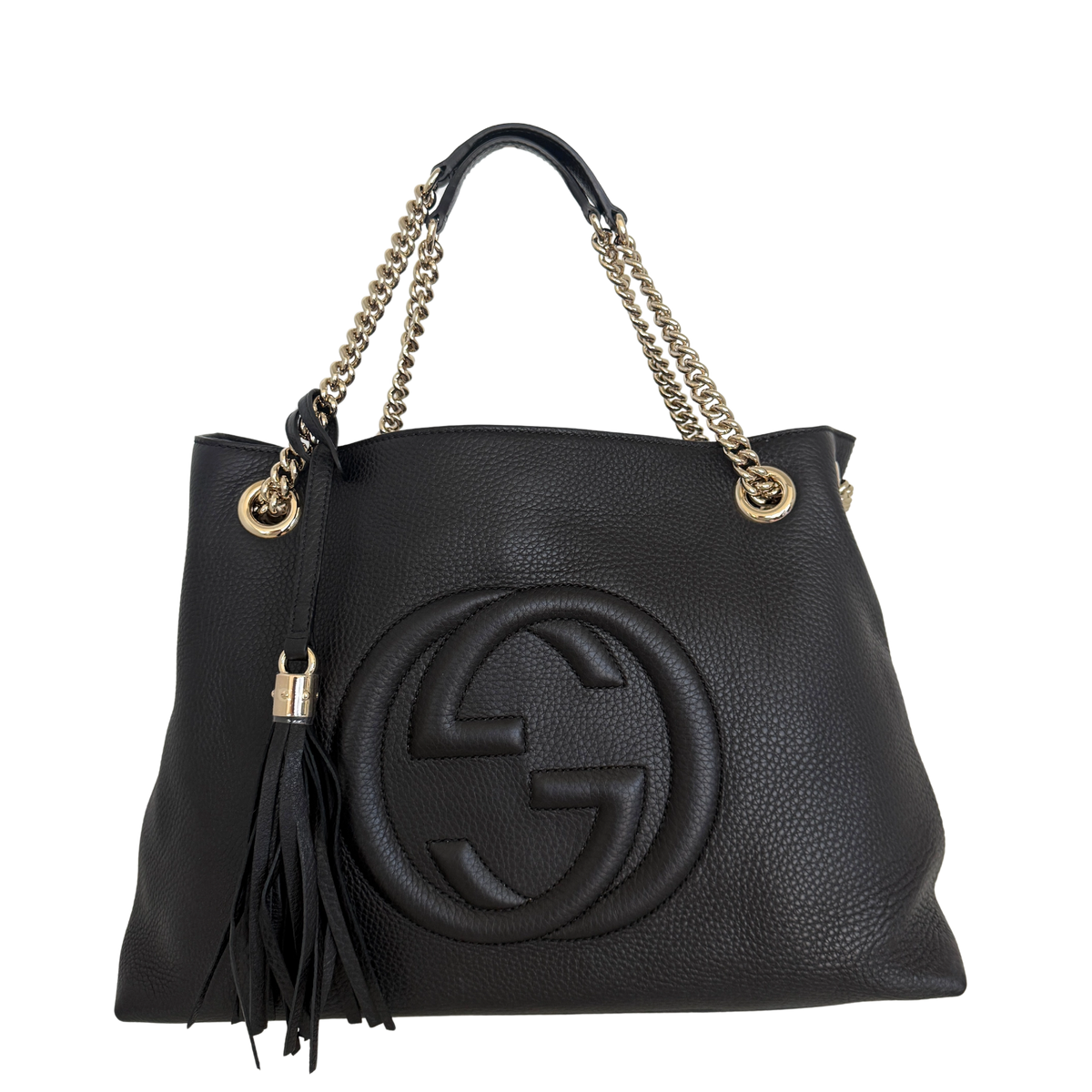 Gucci Soho Medium Double Chain Schultertasche Schwarz / neuwertig Gucci