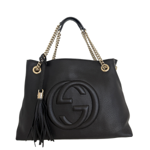 Gucci Soho Medium Double Chain Schoudertas Zwart