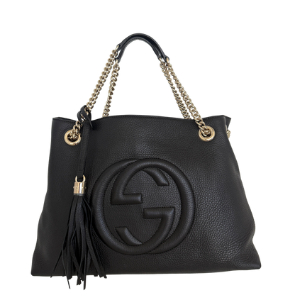 Gucci Soho Medium Double Chain Schultertasche Schwarz / neuwertig Gucci