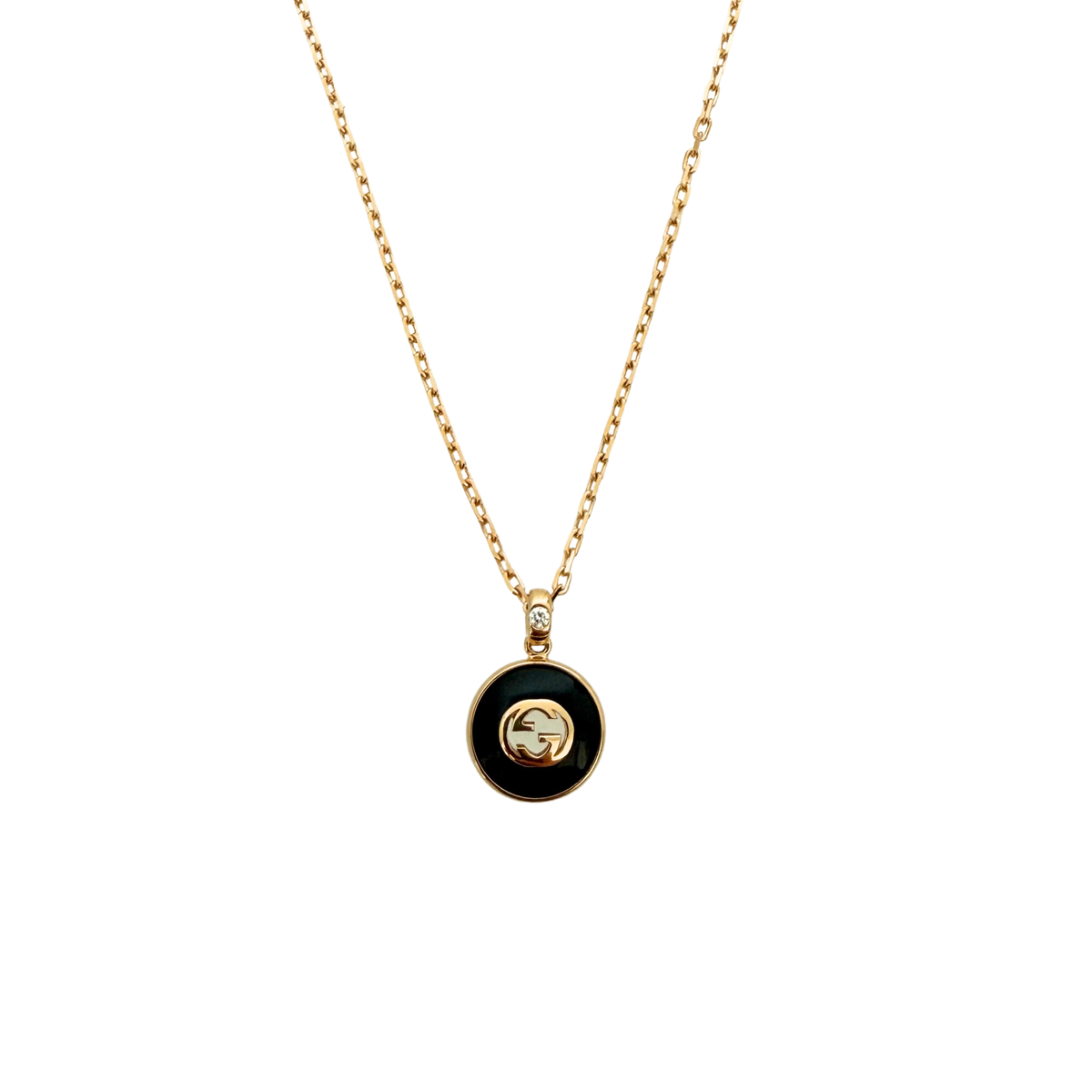 Gucci Interlocking Gliederhalskette Gelbgold 18 Karat mit Dianmant/ ungetragen Gucci