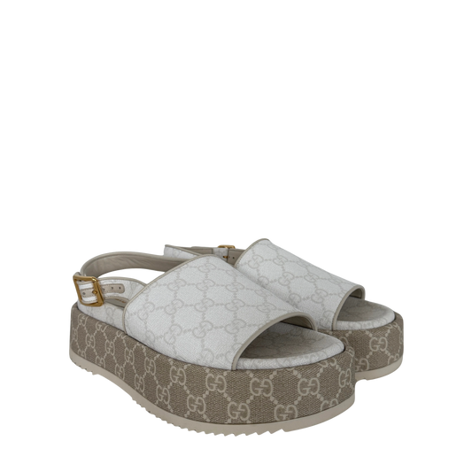 Gucci GG Plateau Sandalen Weiß, Beige Größe 38 1/2 / neuwertig Gucci