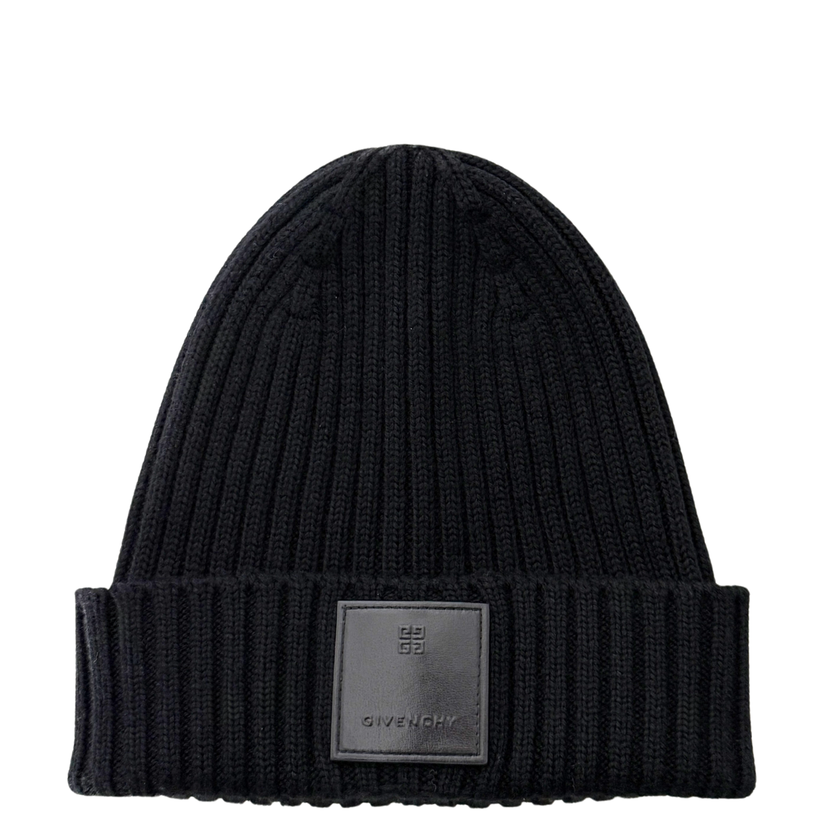 Givenchy Logo-Patch-Strickmütze aus Wolle Schwarz / neuwertig Givenchy