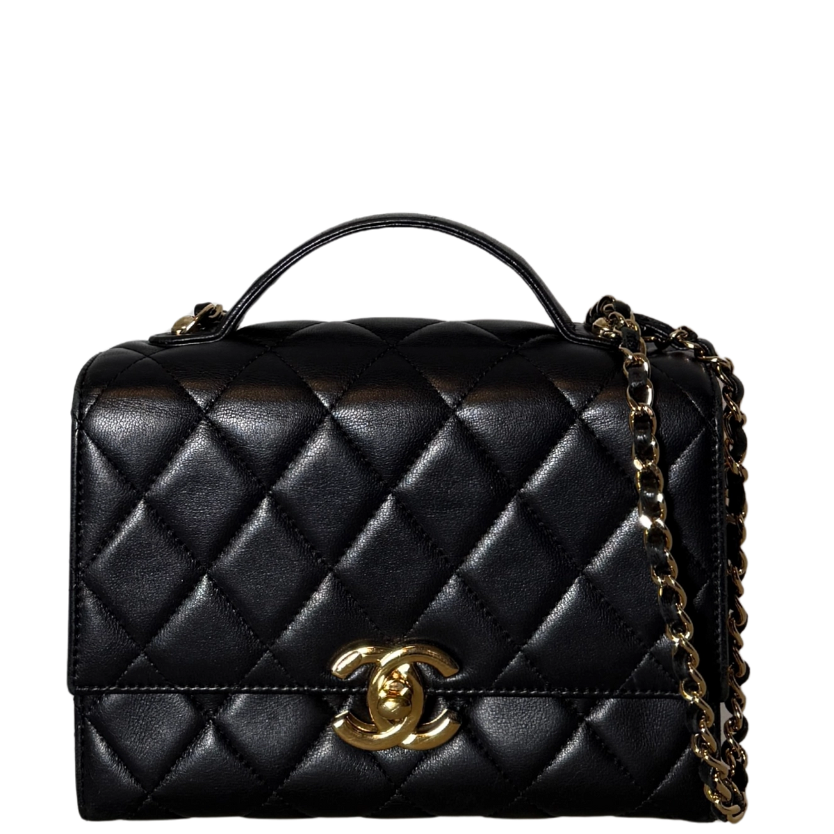Chanel Matelassé Schultertasche mit goldener Hardware Schwarz / sehr gut Chanel