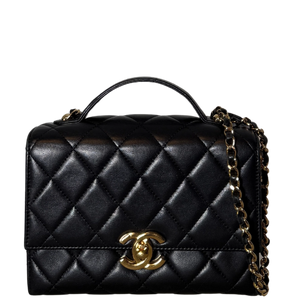 Chanel 21K Mini Top Handle Flap Bag goud zwart