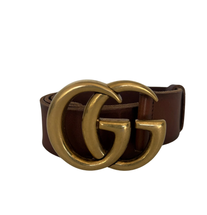 Gucci Breiter GG Marmont Gürtel Braun / sehr gut Gucci