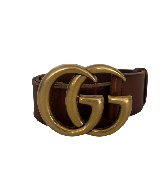 Gucci Breiter GG Marmont Gürtel Braun / sehr gut Gucci