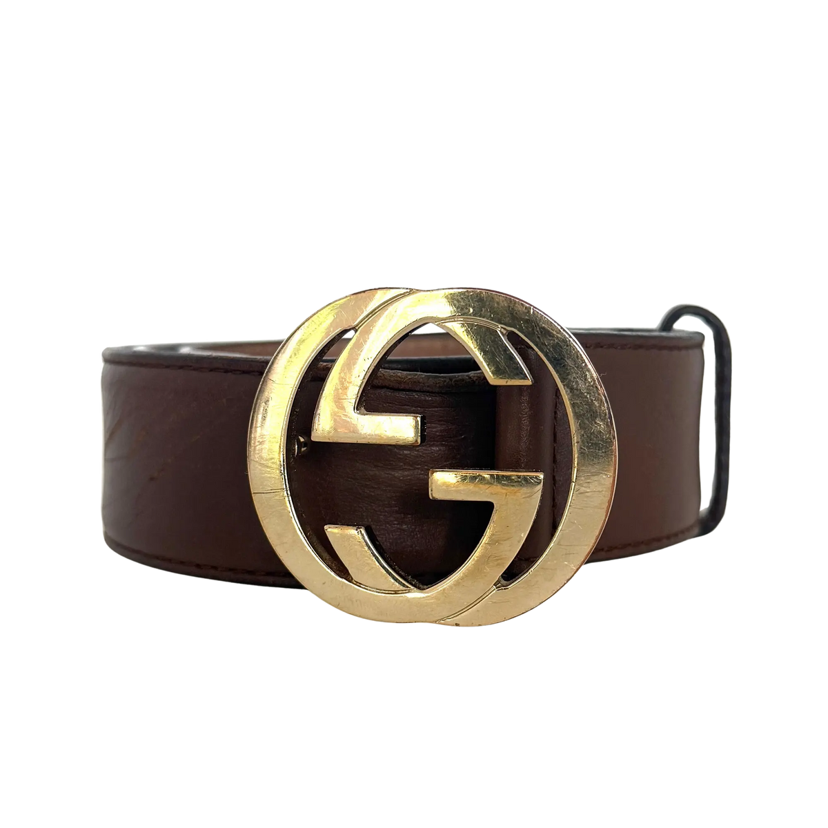 Gucci GG Buckle Ledergürtel Braun 75cm / akzeptabel Gucci
