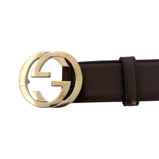 Gucci GG Buckle Ledergürtel Braun 75cm / akzeptabel Gucci