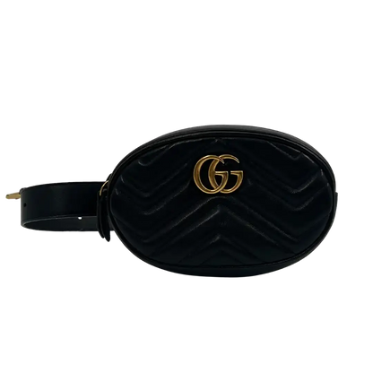Gucci GG Marmont Gürteltasche Bag Belt schwarz Leder / sehr gut Gucci