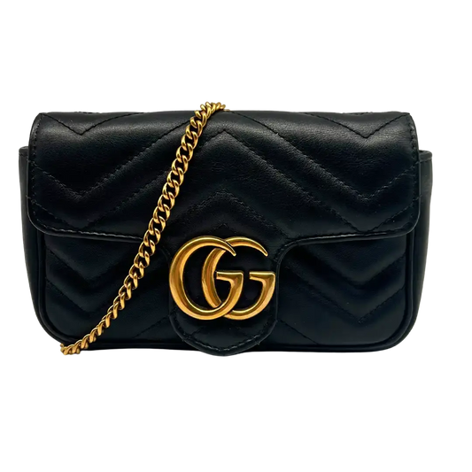 Gucci GG Marmont Matelasse Super Mini Bag schwarz / sehr gut Gucci