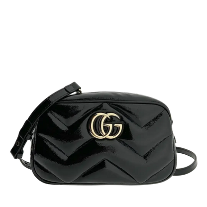 Gucci GG Marmont schwarz Lackleder Small / neuwertig Gucci