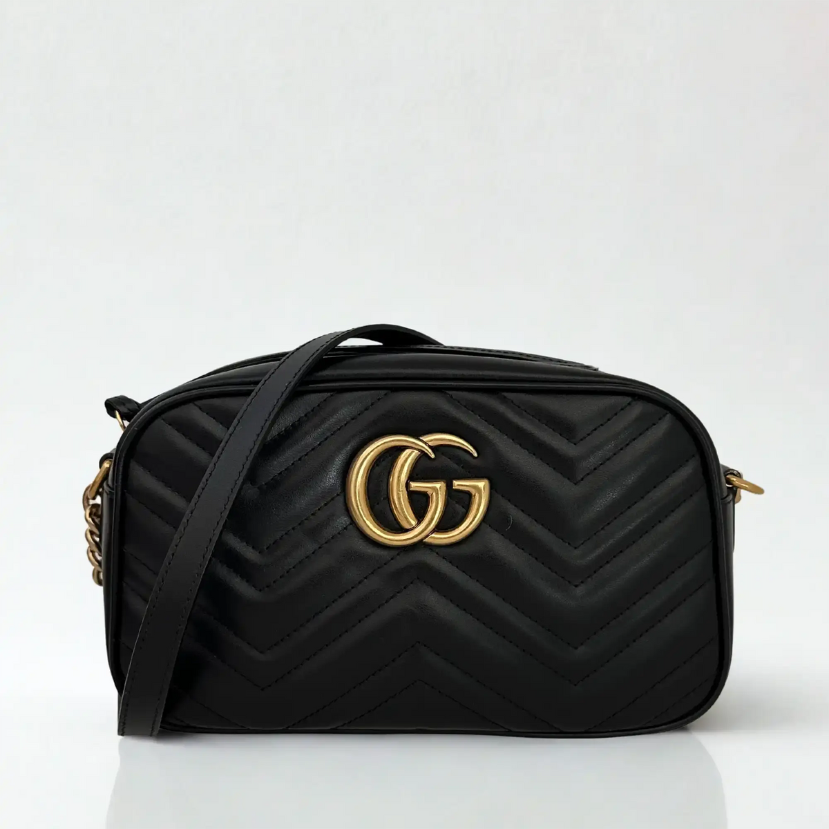 Gucci GG Marmont schwarz Leder Small / neuwertig Gucci