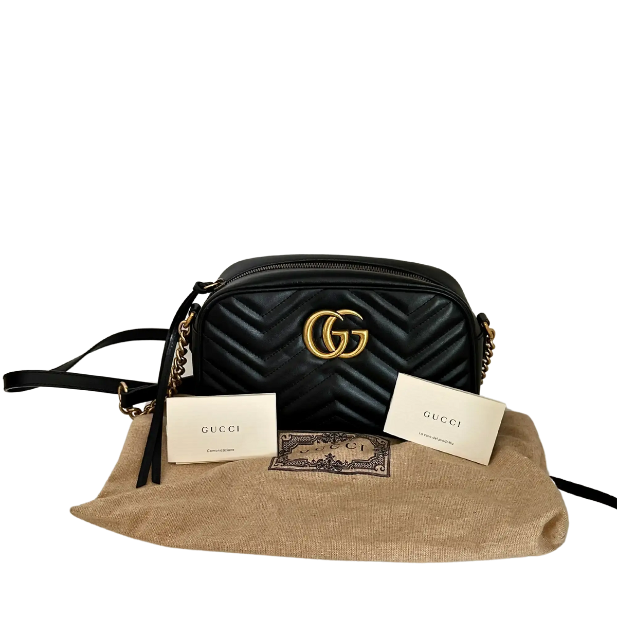 Gucci GG Marmont schwarz Leder Small / neuwertig Gucci