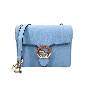Gucci Interlocking G Kleine Schoudertas lichtblauw leer