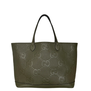 Gucci Jumbo GG Large Tote Bag Leer Olijf