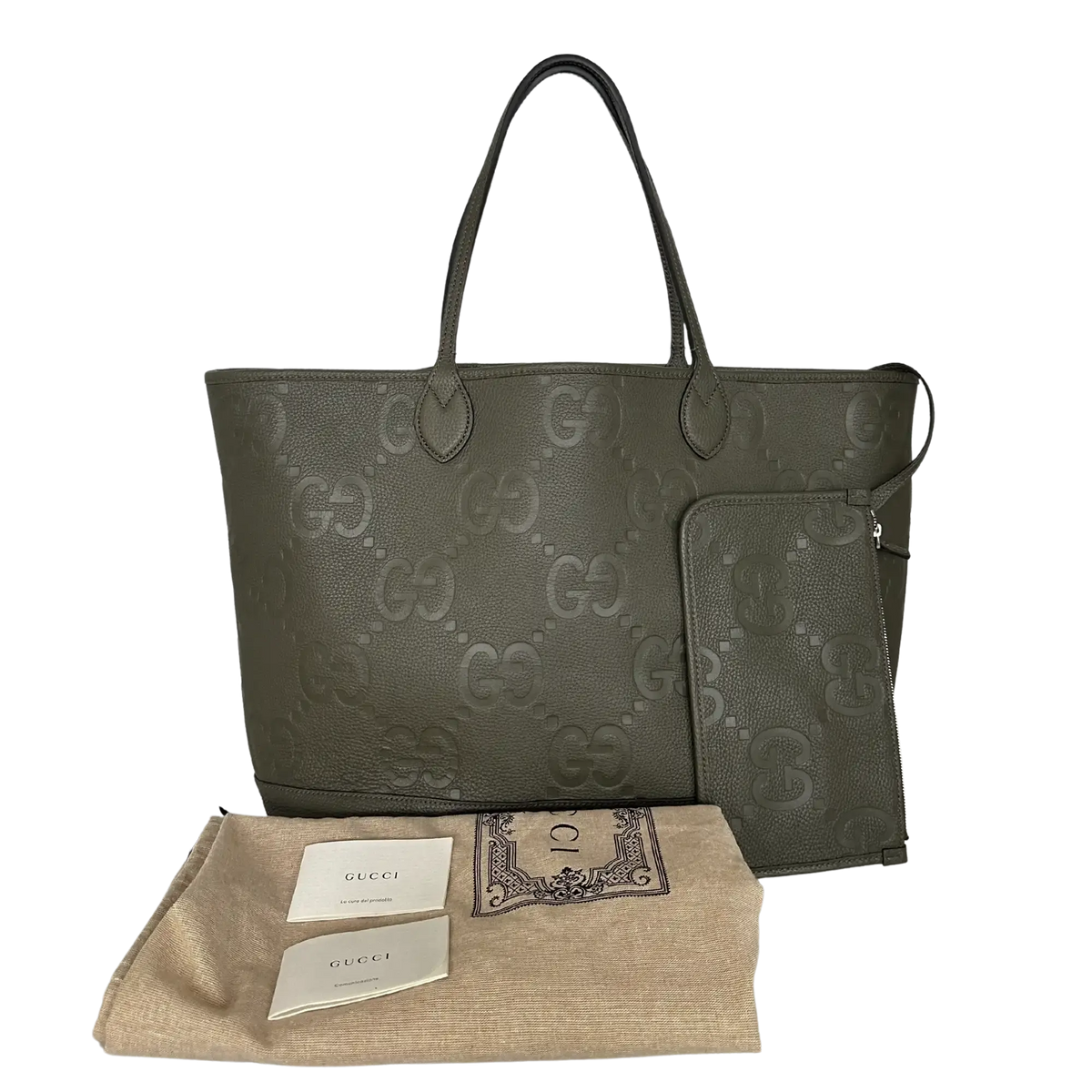 Gucci Jumbo GG Large Tote Bag Leder Olive / neuwertig Gucci