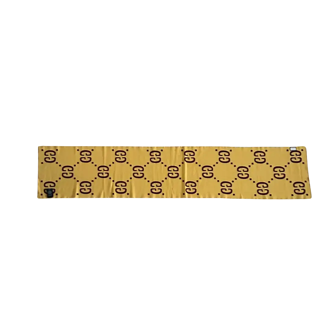 Gucci Schal aus GG Jacquard aus Wolle und Seide gelb / lila / neuwertig Gucci