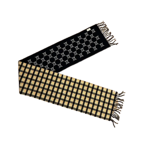 Gucci sjaal van wol, marineblauw en beige