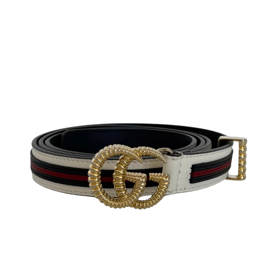 Gucci Torchon GG Sylvie Gürtel Weiß Navyblau Rot / gut Gucci