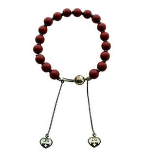 Gucci San Valentino Sterling Zilver Houten Kralen Armband Bordeauxrood