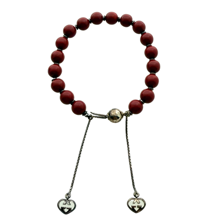 Gucci San Valentino Sterling Silber Holzperlen Armband Bordeauxrot / neuwertig Gucci