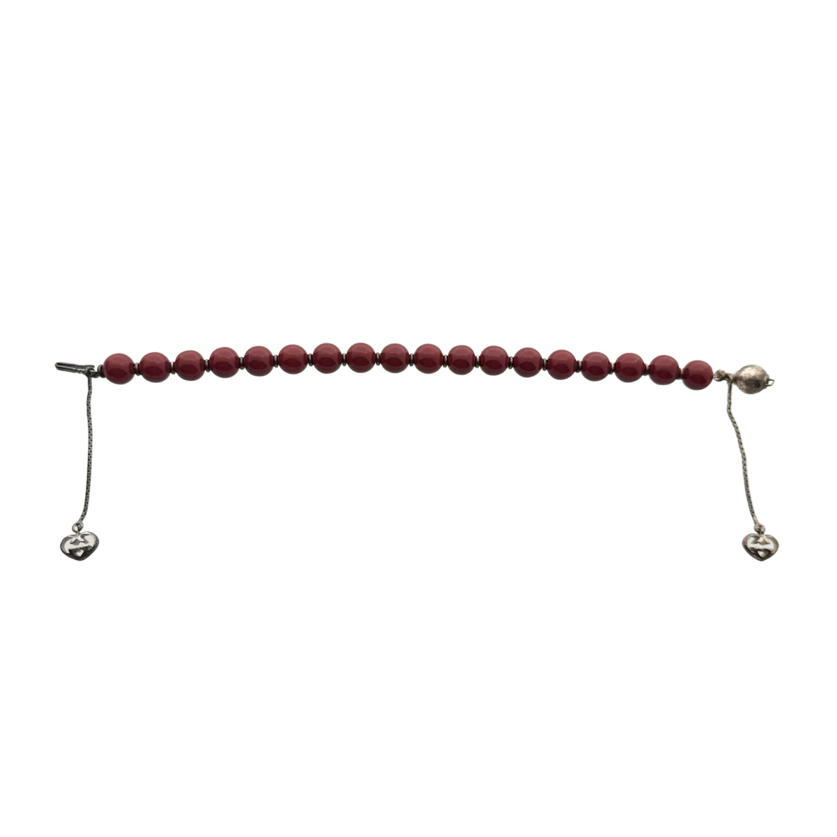 Gucci San Valentino Sterling Silber Holzperlen Armband Bordeauxrot / neuwertig Gucci