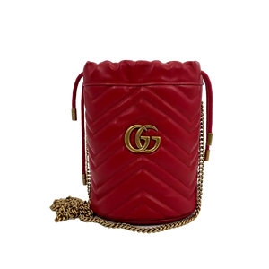 Gucci GG Marmont Leren Mini Bucket rood
