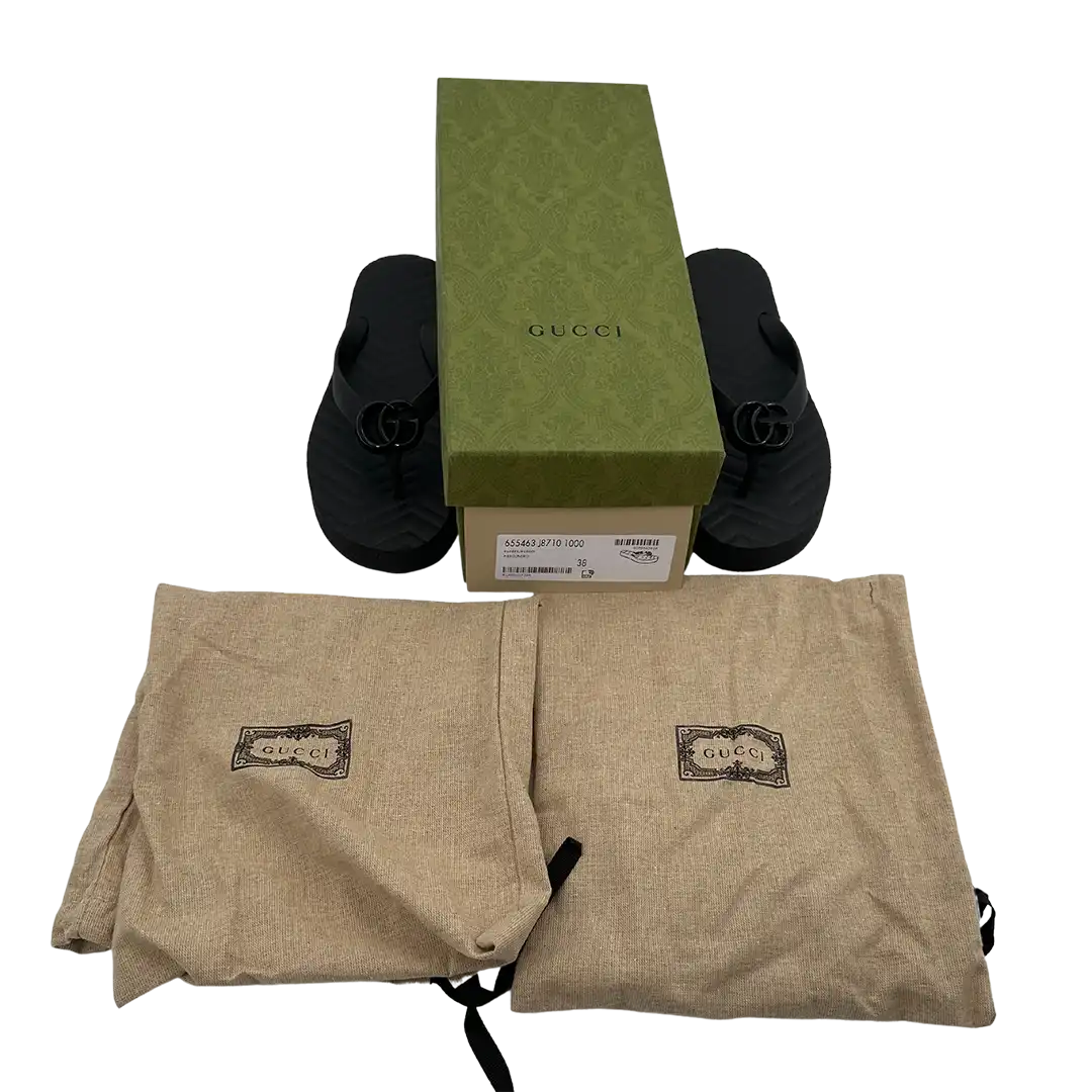 Gucci FlipFlops mit GG Emblem und Chevron Muster Größe 38 / ungetragen Gucci