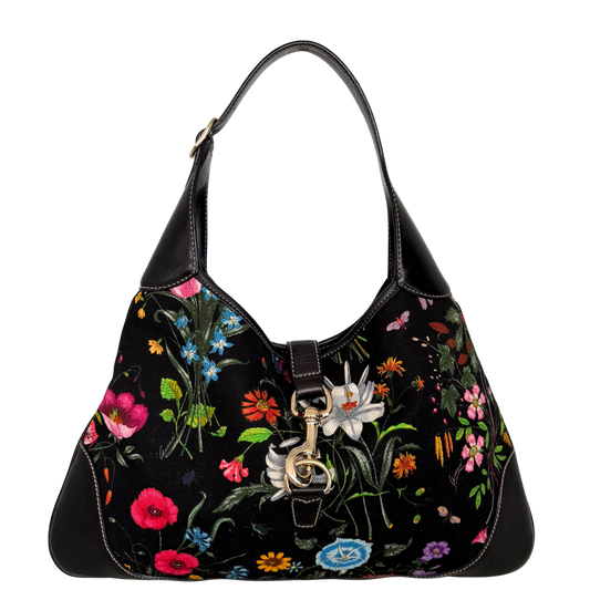 Gucci Canvas Flora Jackie O Bouvier Hobo Tasche Multicolor / sehr gut Gucci