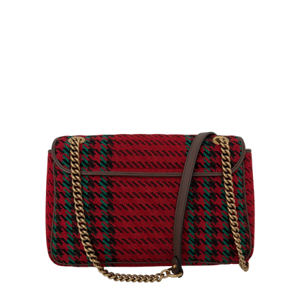 Gucci GG Marmont Woll-Tweed Karomuster rot/ grün / neuwertig Gucci