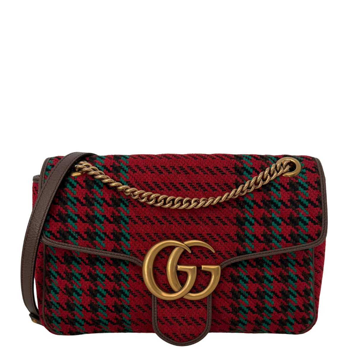 Gucci GG Marmont Woll-Tweed Karomuster rot/ grün / neuwertig Gucci