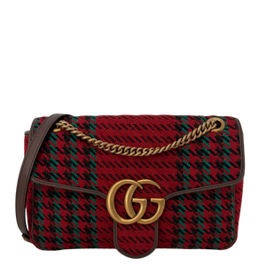 Gucci GG Marmont geruite wol-tweed rood/groen