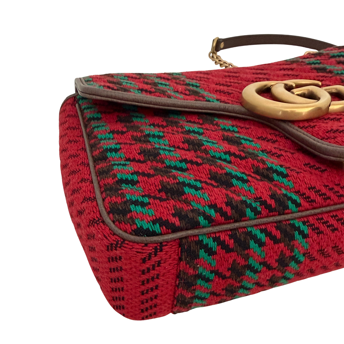 Gucci GG Marmont Woll-Tweed Karomuster rot/ grün / neuwertig Gucci