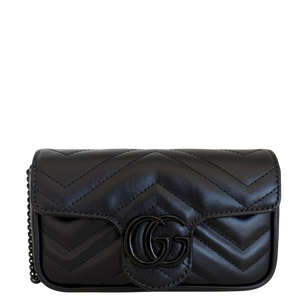 Gucci Super Mini Marmont GG Leren Tas zwart
