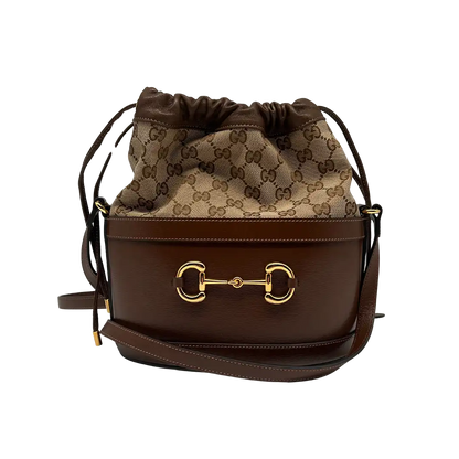 Gucci GG Supreme 1955 Horsebit Bucket Bag braun beige / sehr gut Gucci