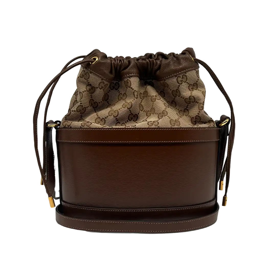 Gucci GG Supreme 1955 Horsebit Bucket Bag braun beige / sehr gut Gucci