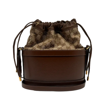 Gucci GG Supreme 1955 Horsebit Bucket Bag braun beige / sehr gut Gucci